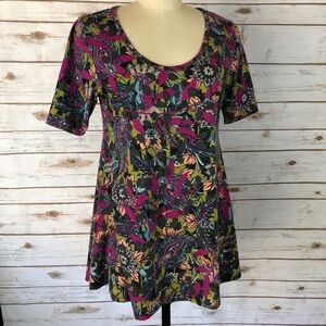 LuLaRoe Pink & Green Floral Perfect T Top